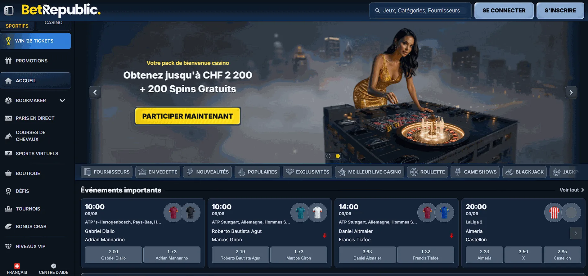 BetRepublic online casino homepage