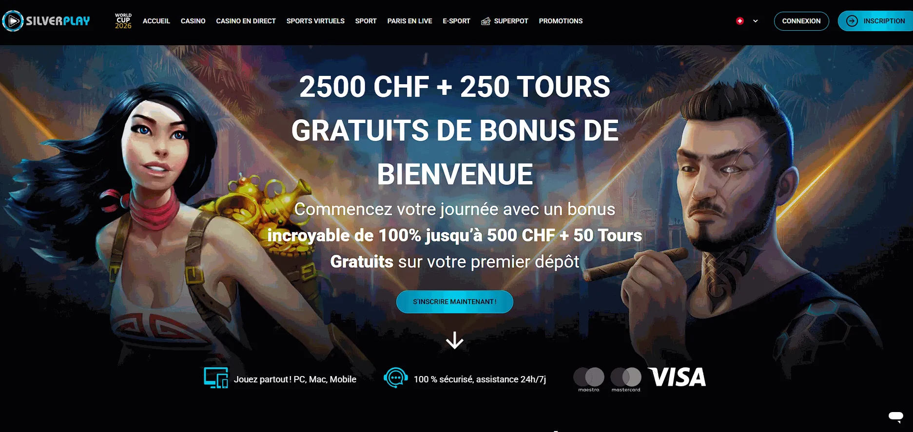 Silverplay online casino homepage