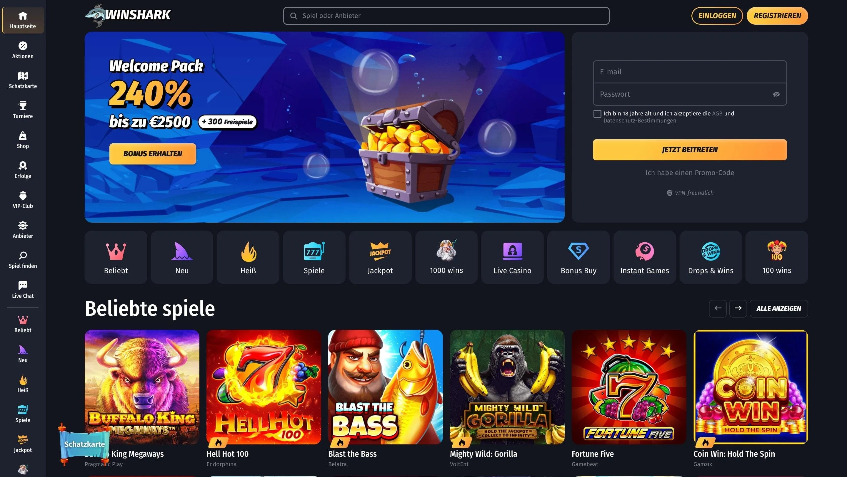Winshark Casino mit CHF