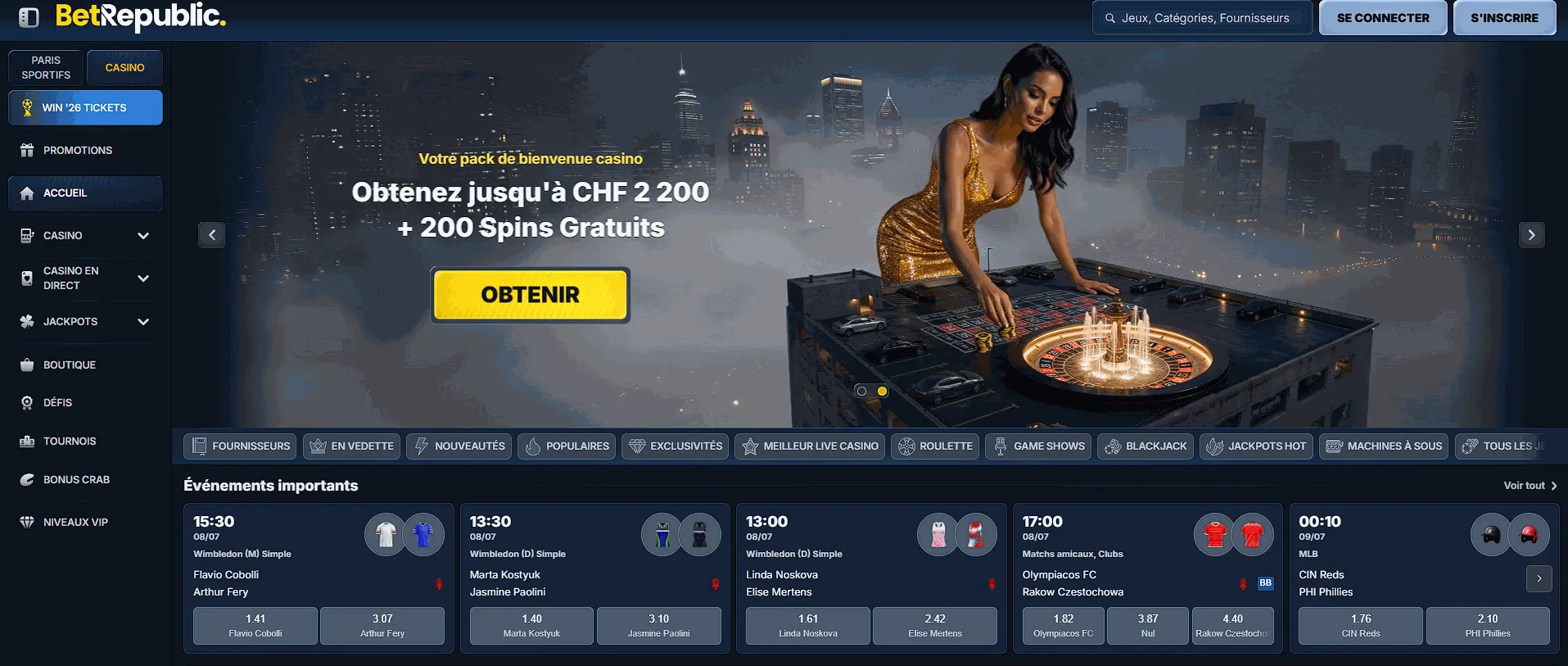 Nouveau casino en ligne BetRepublic